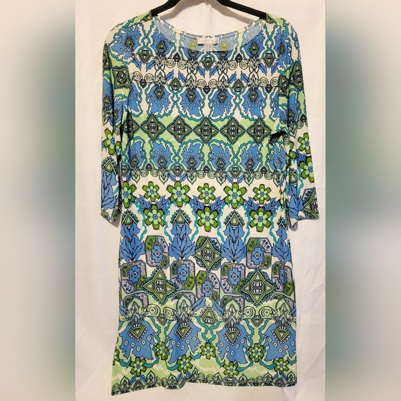 London Times Dresses & Skirts - 🖤LONDON TIMES SZ 14 Blue and Green Patterned Tunic Dress